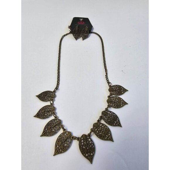NWT Paparazzi Leaf Earring Necklace Set Fashion Jewelry for Fall Boho - Picture 9 of 11